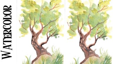 Easy Olive tree in watercolor step by step The Art Sherpa