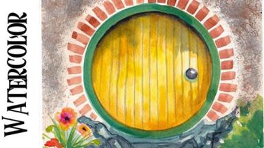 Easy Hobbit door in the shire watercolor step by step The Art Sherpa