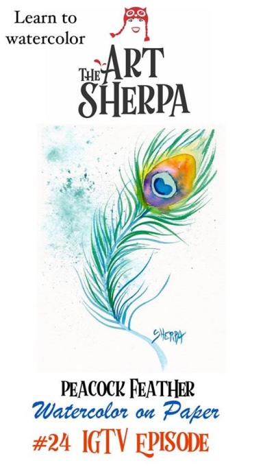 Learn to Watercolor peacock feather #artsherpa #WorldWatercolorMonth