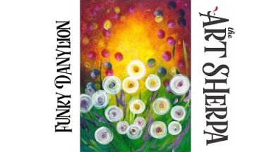 How to paint with Acrylic on Canvas Funky Abstract Dandelions