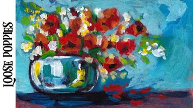 Easy Painting in acrylic Loose Poppies Floral
