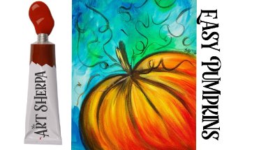 Easy Painting in acrylic Pumpkin step by step for beginners Liquitex Basics