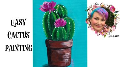 Easy Painting in acrylic Cute Cactus Live Streaming