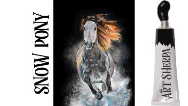 Easy Painting in acrylic Horse Running in the snow Live Streaming