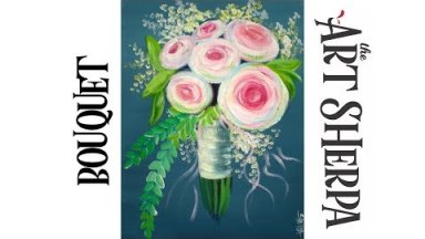 How to paint with Acrylic on Canvas EASY Bouquet Flowers