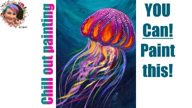 Jellyfish Easy Mellow Step by step Painting in acrylic🎨🐙  Live streaming