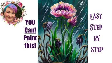 Flower in Rain Easy Painting in acrylic Live streaming