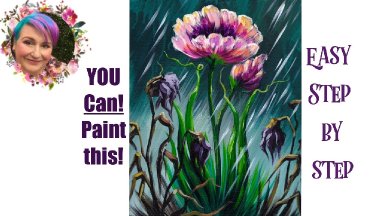 Flower in Rain Easy Painting in acrylic Live streaming