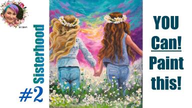 #2 Sisters in Daisys step by step Painting in acrylic  Live Streaming