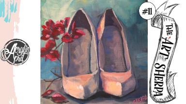 Pumps and flowers loose step by step Acrylic April day #11