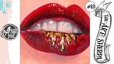 easy Red lips Dripping gold loose easy step by step Acrylic April day #13