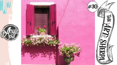 Pink window box flowers loose step by step Acrylic April day #30