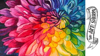 Rainbow Flower Acrylic Painting Tutorial Step By Step Live Stream