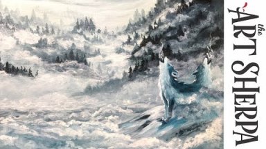 How to paint Misty Mountains Ice Wolves with Acrylic on Canvas