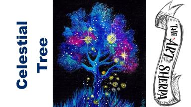 LIVE: 🔴 Galaxy Tree Easy Acrylic painting techniques step by step