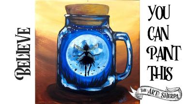 Fairy Pixie Moon in Jar Easy Acrylic painting Step by Step Live Stream