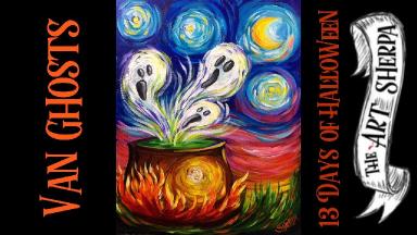 art sherpa 13 days halloween 2020 Van Ghosts Easy Acrylic Painting Step By Step 13 Days Of Halloween The Art Sherpa art sherpa 13 days halloween 2020
