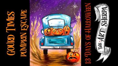 Vintage Truck and Jack O Lantern  Easy Acrylic painting step by step  #13 Days of Halloween