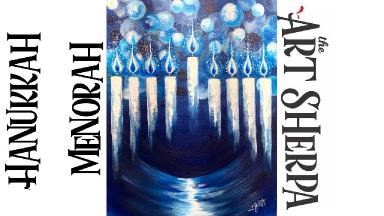 How to paint with Acrylic on Canvas  Hanukkah Menorah Step by Step #5