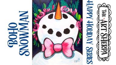 Boho Snowman Easy Acrylic painting tutorial step by step Live Streaming
