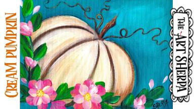 Easy white pumpkin Acrylic painting tutorial step by step Live Streaming
