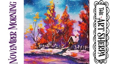 Fall Snow Landscape Easy Acrylic painting tutorial step by step Live Streaming