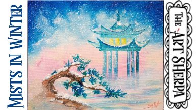 Misty Winter Zen  Easy Acrylic painting tutorial step by step Live Streaming