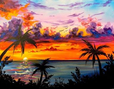 How to paint a Sunset Step by step in acrylic Free live painting party. 