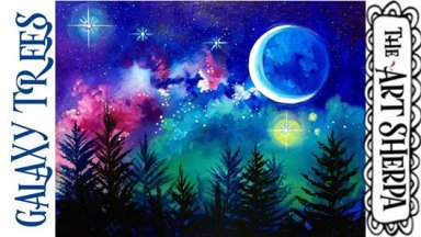 How to paint a Starry Night Galaxy over trees STEP By STEP