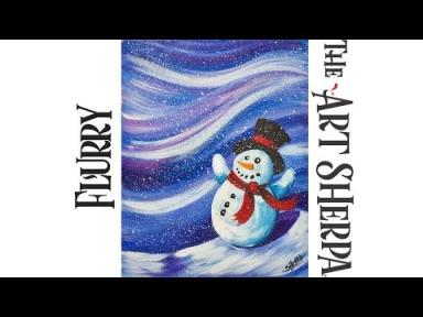 Beginners How to paint with Acrylic on Canvas The Flurry Snowman