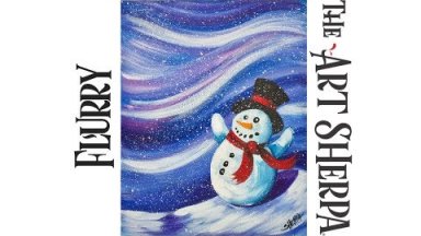 Beginners How to paint with Acrylic on Canvas The Flurry Snowman