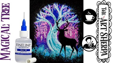 How to paint a Magical Forest Tree and Deer  step by step Fantasy Winter tutorial