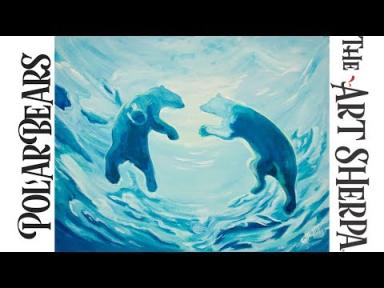 How to paint with Acrylic on Canvas Underwater Swimming Polar Bears