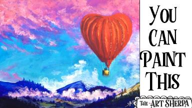 Hot heart Air Balloon Easy Acrylic painting tutorial step by step Live Streaming