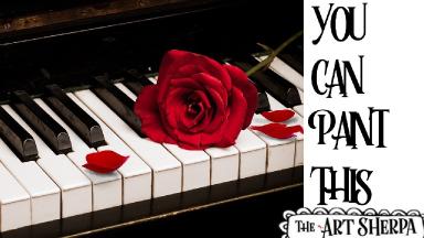 Piano and Red Rose Acrylic painting tutorial step by step Live Streaming