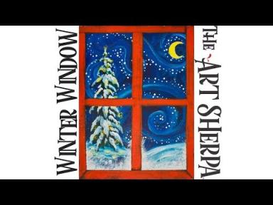 How to paint Acrylic Winter Window Landscape LIVE