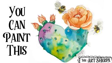 Free Family Friendly Watercolor class Of Prickly Love step by step