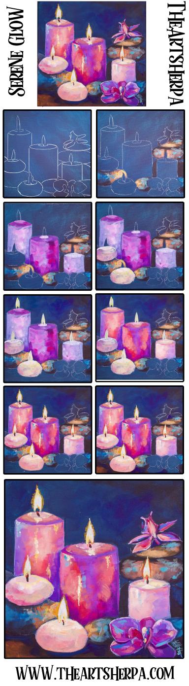 Serene Candle Still Life Acrylic Tutorial Step by Step  | TheArtSherpa