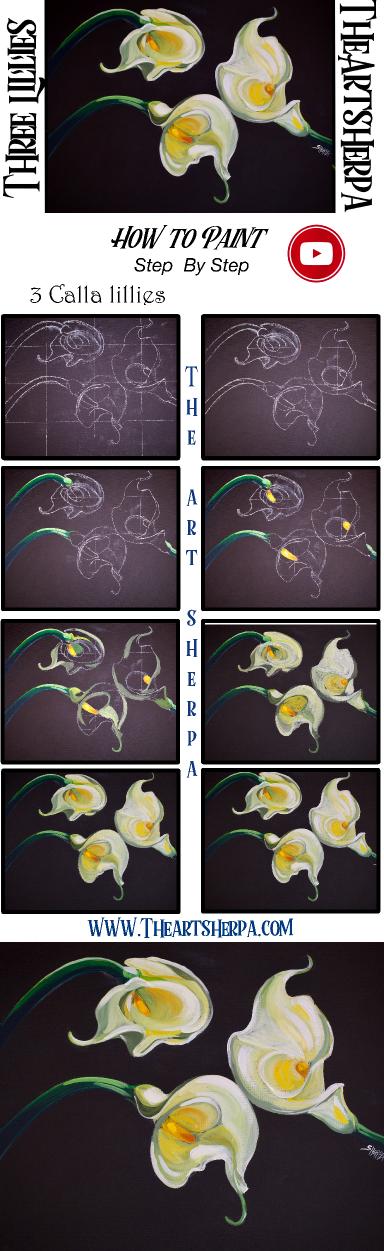 Easy acrylic tutorial | Modern Calla Lilies | Step by Step  | TheArtSherpa