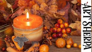 PUMPKIN SPICE CANDLE  Beginners Learn to paint Acrylic Tutorial Step by Step