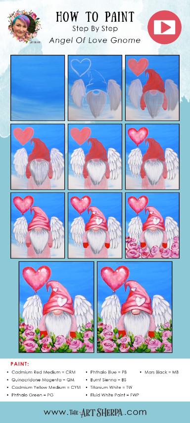 Angel of Love Gnome Beginners Learn to paint Acrylic Tutorial Step by Step