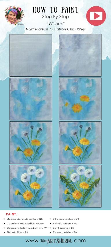 DANDELION PUFF FLORAL  Easy Acrylic Tutorial Step by Step Day 3   #AcrylicApril2022