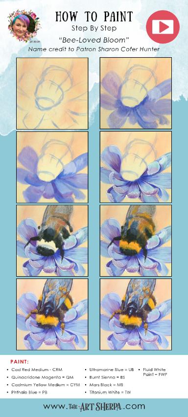 Bee and Flower  Easy Acrylic Tutorial Step by Step Day 6   #AcrylicApril2022