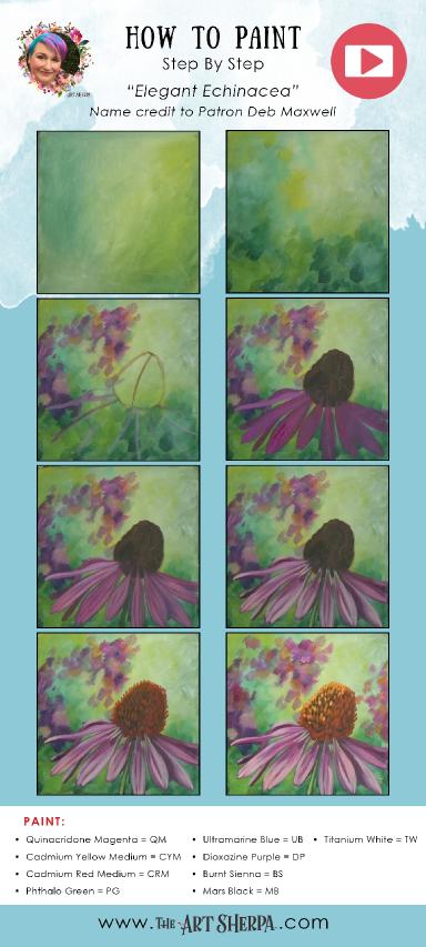 Purple Coneflower  Daisy 🌺🌸🌼 Easy Acrylic Tutorial Step by Step Day 11   #AcrylicApril2022