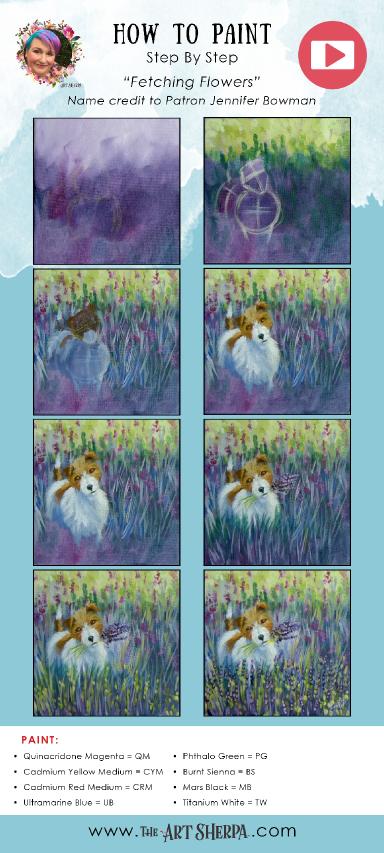 Fluffy Dog in lavender  Easy Acrylic Tutorial Step by Step Day 12   #AcrylicApril2022