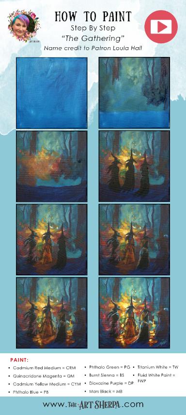 Witches Gathering Fantasy ‍♀️ 13 Days Of Halloween Acrylic Painting ...