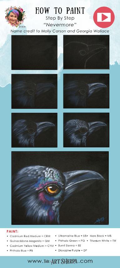 Crow in Black ‍♀️ 13 Days of Halloween  Acrylic painting Tutorial Step by Step