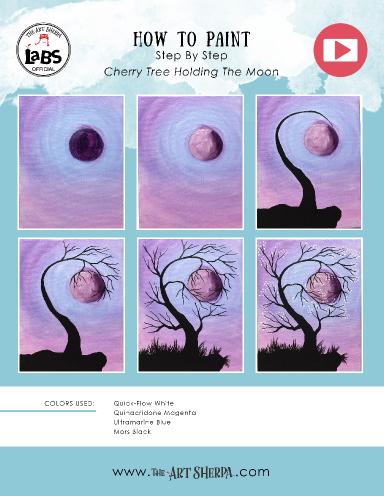 Cherry Tree holding the Moon Step by Step Acrylic Painting for Beginners