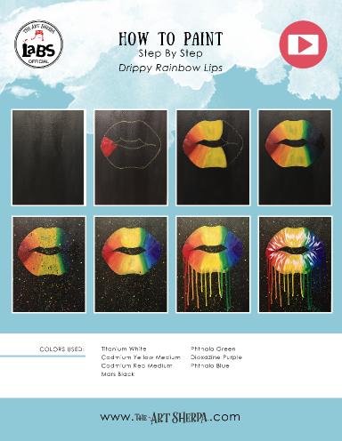 Beginners Drippy Rainbow Lips  Acrylic Painting on Canvas  #LisaFrankInspired