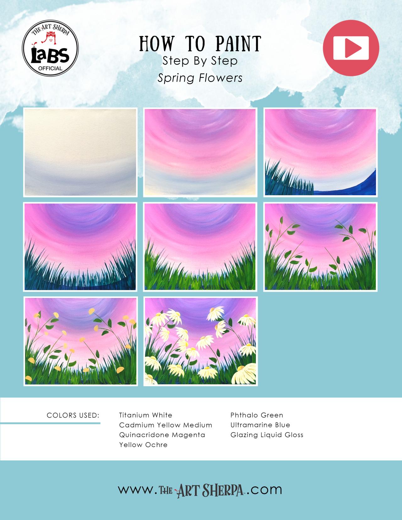 EASY Spring Flowers Acrylic Painting On Canvas For Beginners